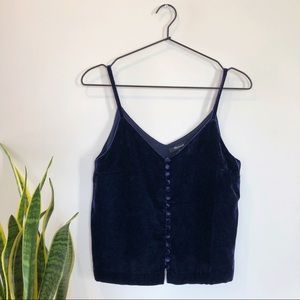 Madewell | Navy plush Velvet button-down tank top